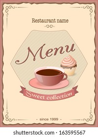 vector illustration banner menu with cup of coffee on the vintage background- eps10