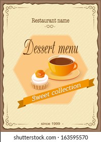 vector illustration banner menu with cup of coffee on the vintage background- eps10