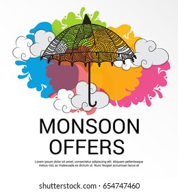 Vector illustration of a Banner for Monsoon Offers.
