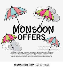 Vector illustration of a Banner for Monsoon Offers.