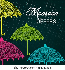 Vector illustration of a Banner for Monsoon Offers.