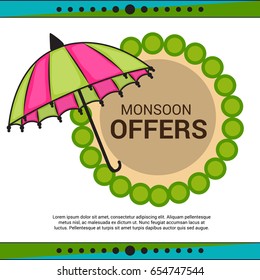 Vector illustration of a Banner for Monsoon Offers.