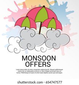 Vector illustration of a Banner for Monsoon Offers.