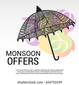 Vector illustration of a Banner for Monsoon Offers.
