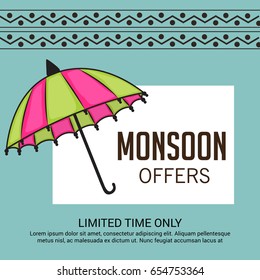 Vector illustration of a Banner for Monsoon Offers.