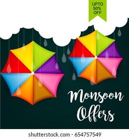 Vector illustration of a Banner for Monsoon Offers.