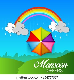 Vector illustration of a Banner for Monsoon Offers.