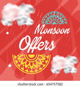 Vector illustration of a Banner for Monsoon Offers.
