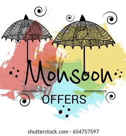 Vector illustration of a Banner for Monsoon Offers.
