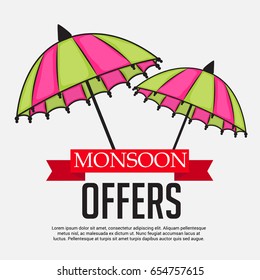 Vector illustration of a Banner for Monsoon Offers.