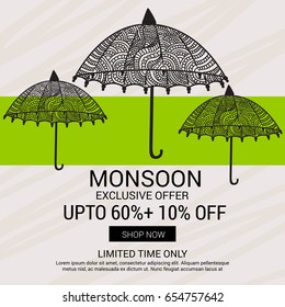 Vector illustration of a Banner for Monsoon Offers.