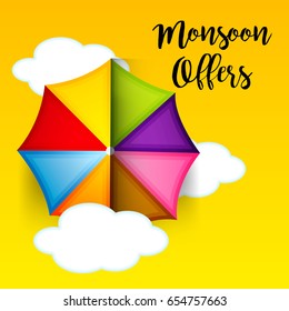 Vector illustration of a Banner for Monsoon Offers.