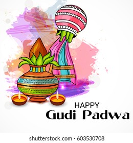 Vector illustration of a Banner for Occasion of Gudi Padwa.