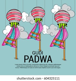 Vector illustration of a Banner for Occasion of Gudi Padwa Celebration (Lunar New Year).