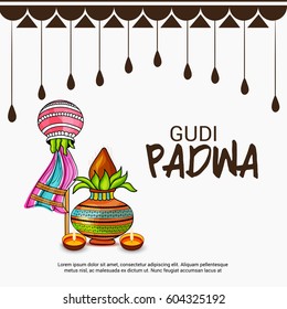 Vector illustration of a Banner for Occasion of Gudi Padwa Celebration (Lunar New Year).