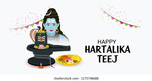 Vector illustration of Banner of the Occasion of Religious Festival Teej Celebration in India.