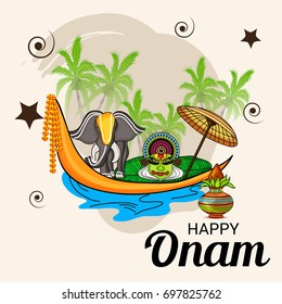 Vector illustration of a Banner for Onam celebration.