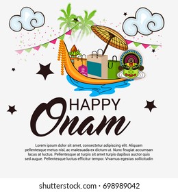 Vector illustration of a Banner for Onam celebration.