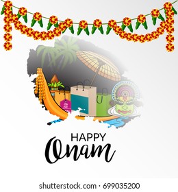 Vector illustration of a Banner for Onam celebration.