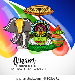 Vector illustration of a Banner for Onam celebration.