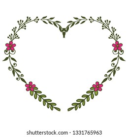 Vector illustration banner pink flower frame for card hand drawn