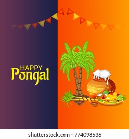 Vector illustration of a Banner for Pongal Celebration.