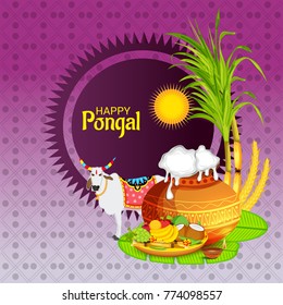 Vector illustration of a Banner for Pongal Celebration.
