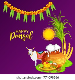 Vector illustration of a Banner for Pongal Celebration.