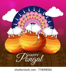 Vector illustration of a Banner for Pongal Celebration.