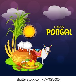 Vector illustration of a Banner for Pongal Celebration.