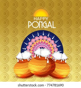 Vector illustration of a Banner for Pongal Celebration.