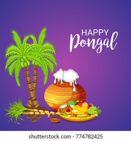 Vector illustration of a Banner for Pongal Celebration.