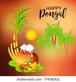 Vector illustration of a Banner for Pongal Celebration.