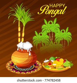 Vector illustration of a Banner for Pongal Celebration.