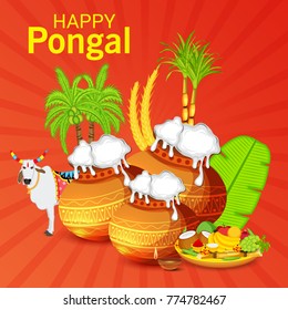 Vector illustration of a Banner for Pongal Celebration.