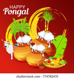 Vector illustration of a Banner for Pongal Celebration.