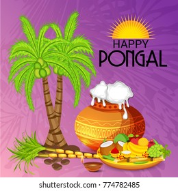 Vector illustration of a Banner for Pongal Celebration.