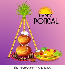 Vector illustration of a Banner for Pongal Celebration.