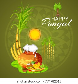 Vector illustration of a Banner for Pongal Celebration.