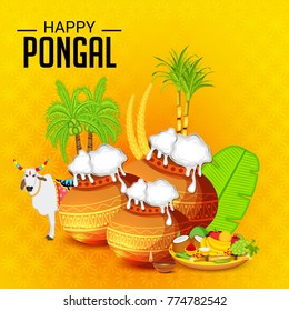 Vector illustration of a Banner for Pongal Celebration.