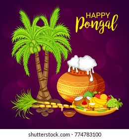 Vector illustration of a Banner for Pongal Celebration.