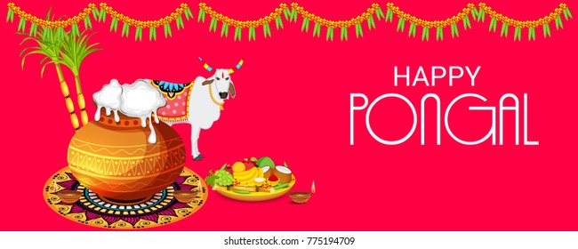 Vector illustration of a Banner for Pongal Celebration.