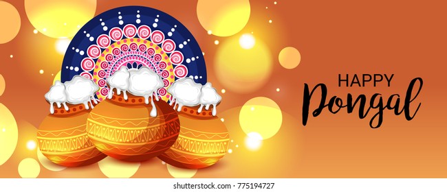 Vector illustration of a Banner for Pongal Celebration.