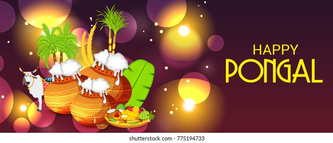 Vector illustration of a Banner for Pongal Celebration.