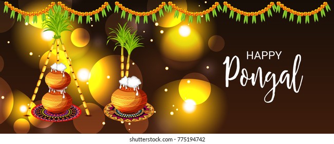 Vector illustration of a Banner for Pongal Celebration.