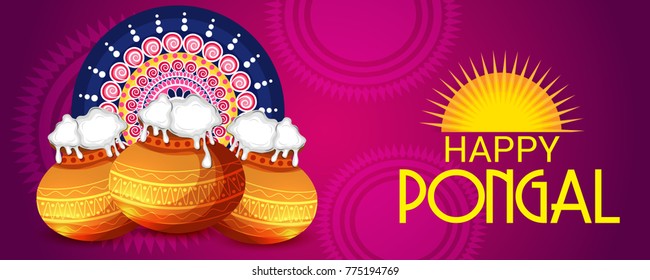 Vector illustration of a Banner for Pongal Celebration.