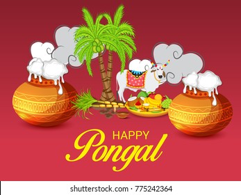 Vector illustration of a Banner for Pongal Celebration.
