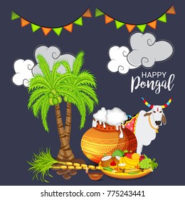 Vector illustration of a Banner for Pongal Celebration.