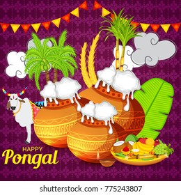 Vector illustration of a Banner for Pongal Celebration.