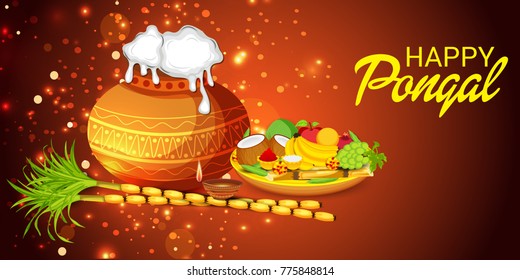 Vector illustration of a Banner for Pongal Celebration.